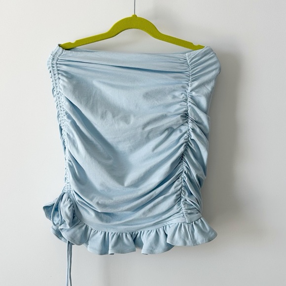 Oh Polly Ruched Mini Skirt – Baby Blue | Size M | New Without Tags - Picture 4 of 7